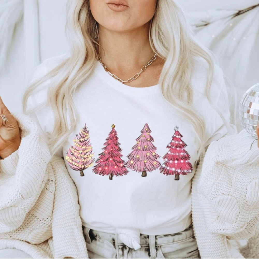 Christmas pink trees T shirt